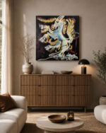 The Unicorn – abstraktes Einhorn Kunstwerk von Daniela Filippelli, Serie Heraldry