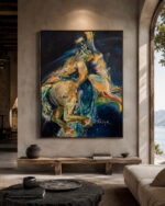 RUN BABY – zeitgenössisches figuratives Kunstwerk von Daniela Filippelli. Eine symbolische Darstellung von Liebe, Loslassen, innerer Stärke und Freiheit.