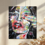 Abstraktes Porträt „Relationship“ von Daniela Filippelli – zeitgenössische Kunst mit farbintensiven Ebenen und dynamischen Linien