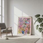 Manifestationsboard Kunstwerk von Daniela Filippelli mit Affirmationen, Figuren und farbintensiver Symbolik