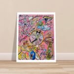 Manifestationsboard Kunstwerk von Daniela Filippelli mit Affirmationen, Figuren und farbintensiver Symbolik