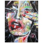 Abstraktes Porträt „Relationship“ von Daniela Filippelli – zeitgenössische Kunst mit farbintensiven Ebenen und dynamischen Linien