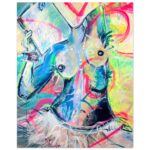 Blue Sky Mind – modernes Contemporary Artwork von Daniela Filippelli mit expressiver Farbenergie und ikonischer Frauenfigur.