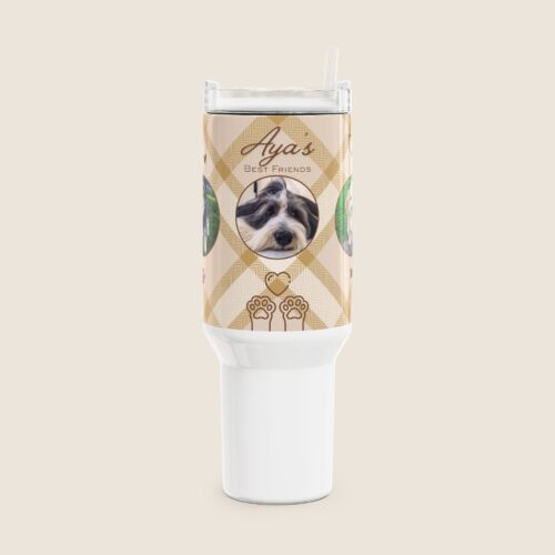 Personalisierter Haustier-Foto-Tumbler 1180 ml (40 oz) – Individuelles Haustierfoto mit Namen & Pfoten-Design