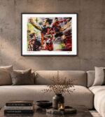 Zlatan Ibrahimović Fine Art Print mit schwarzem Rahmen – Kunstwerk von Daniela Filippelli