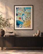 The Kiss – abstrakter Fine Art Print mit zwei küssenden Gesichtern von Daniela Filippelli